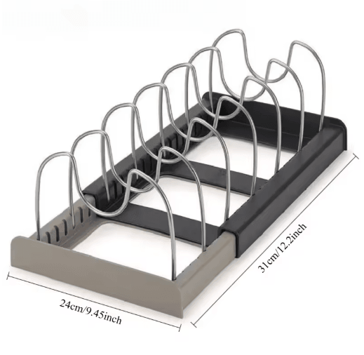 FlexiStore Expandable Stainless Steel Pots and Pans Organizer Rack