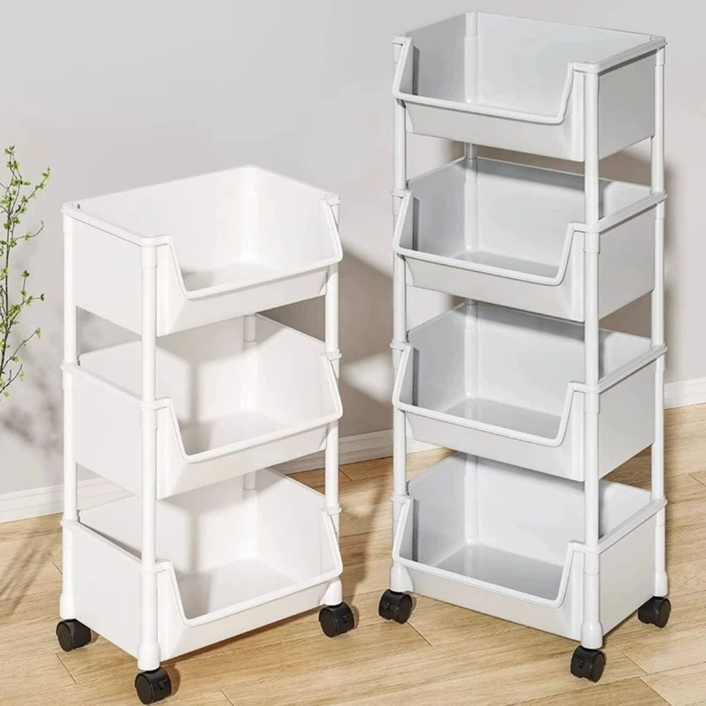 Multi Layer Storage Cart with Wheels Mobile Organizer Rack