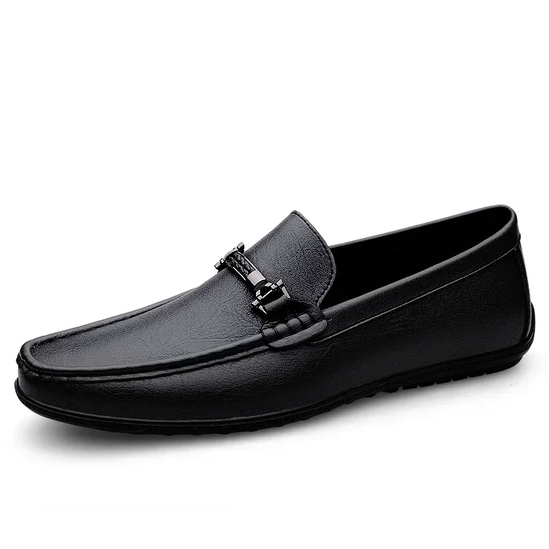 New Casual Men Slip-On Shoes, Luxury Leather Blue Loafers, Handmade Business Driving Flats