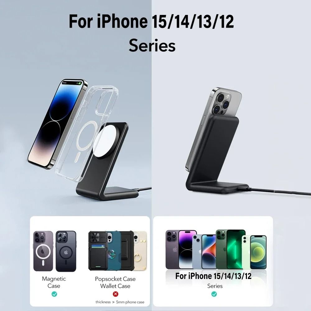 Magnetic Fast Wireless Charger – 15W Rapid Desktop Dock Stand