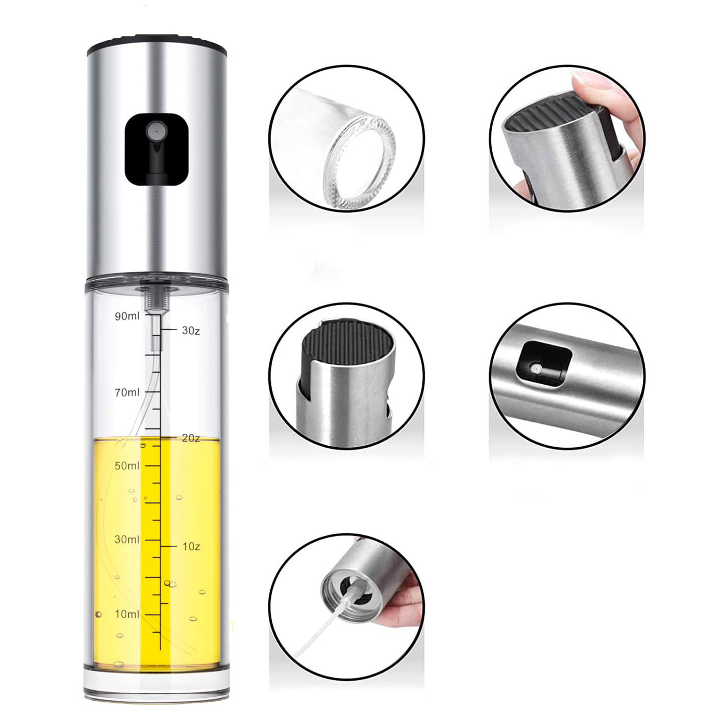 Glass Oil Sprayer Bottle for Cooking Mister, Olive Oil Vinegar Spritzer Glass Bottles for Barbecue, Salad, Kitchen