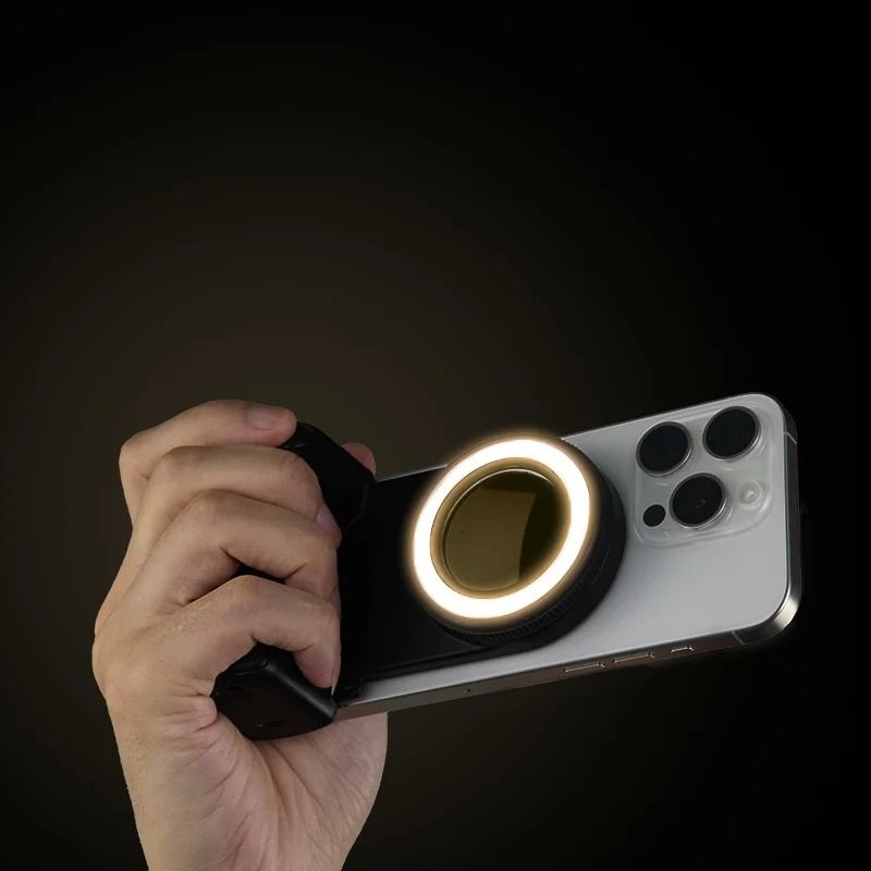 Magnetic Smartphone Camera Handle – Detachable 30M Bluetooth Remote with Fill Light – Anti-Shake Photo Bracket