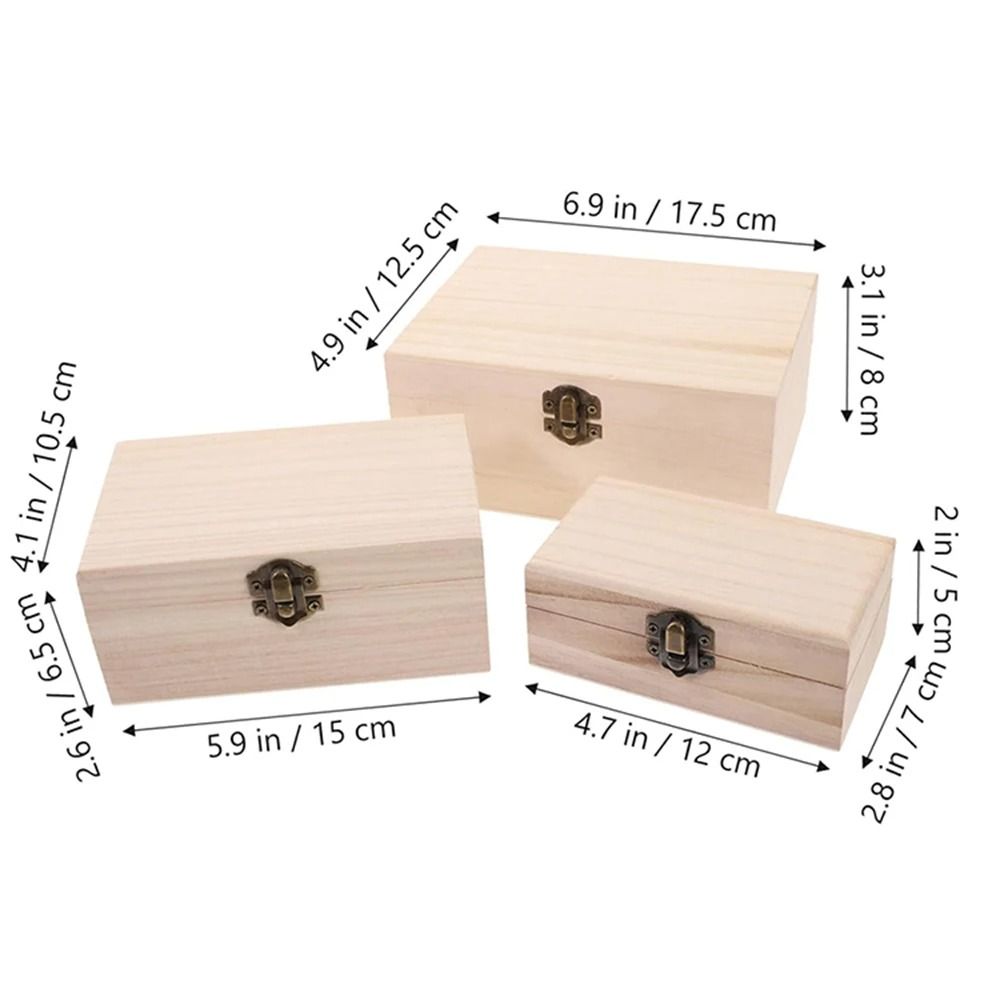 Plain Wooden Storage Box Hinged Craft Gift Box With Latch