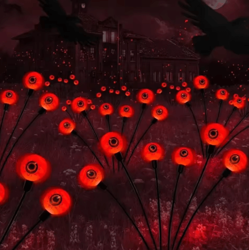 Solar Eyeball Firefly Garden Lights – 6-Head Halloween Solar Stake Lights