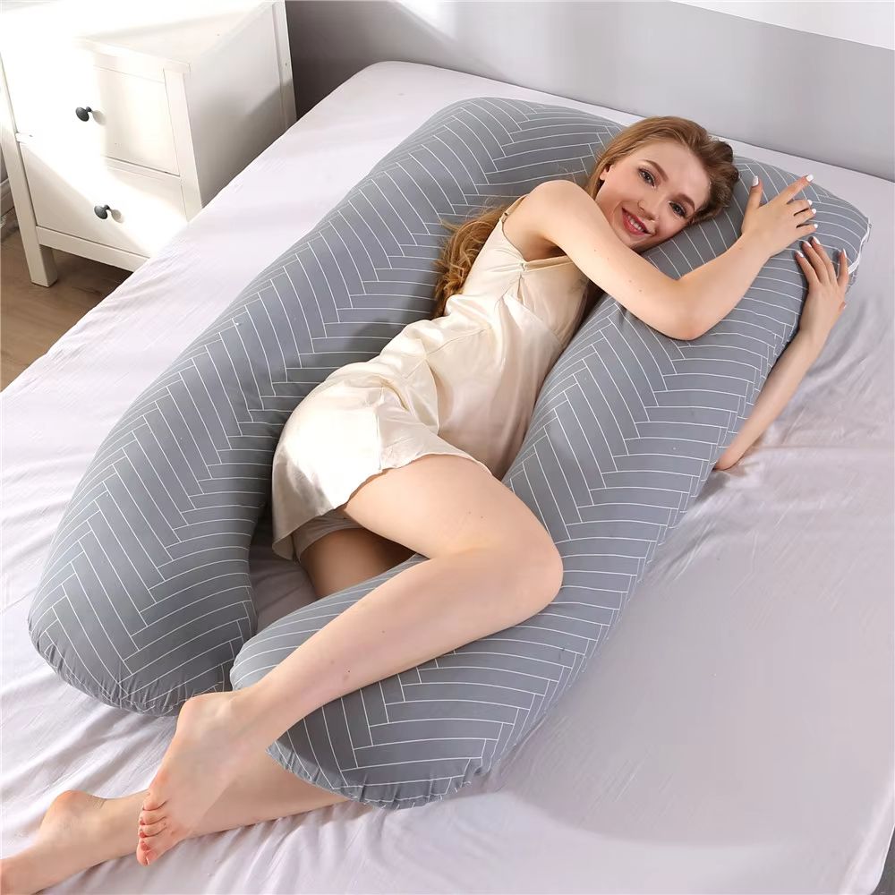 Full Body Maternity Pillow for Sleeping and Nursing – U-Shaped Pregnancy Support Cushion with Removable Cover