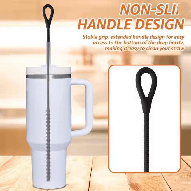 CleanSip Silicone Straw Cleaning Brushes Long Handle Deep Cleaning Set
