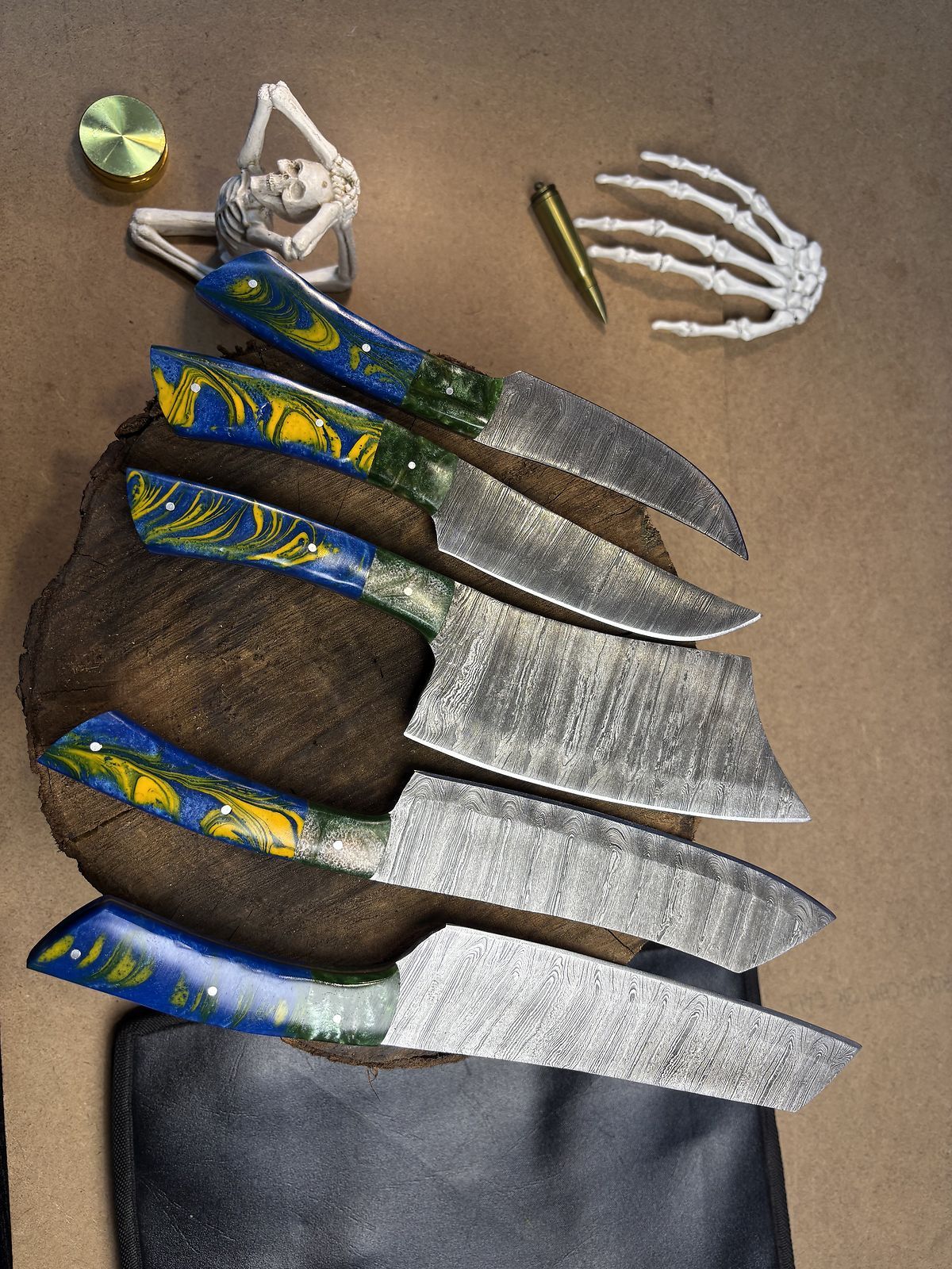 Culinary Pro Handmade Damascus Knives | 5 Pc Kitchen Essentials Set