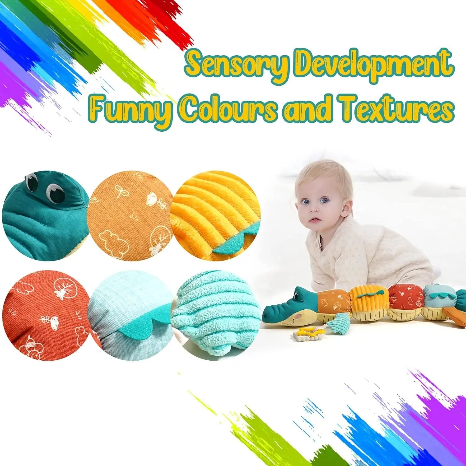 Musical Stuffed Animal Tummy Time Toy with Ruler Design