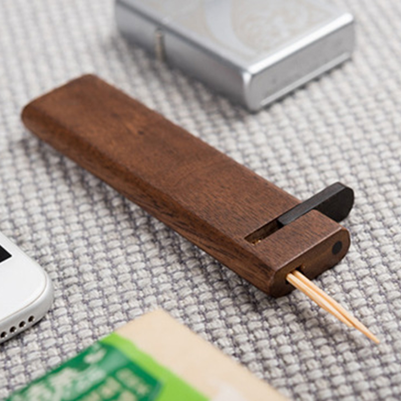 Black Walnut Portable Toothpick Case Wooden Travel Holder