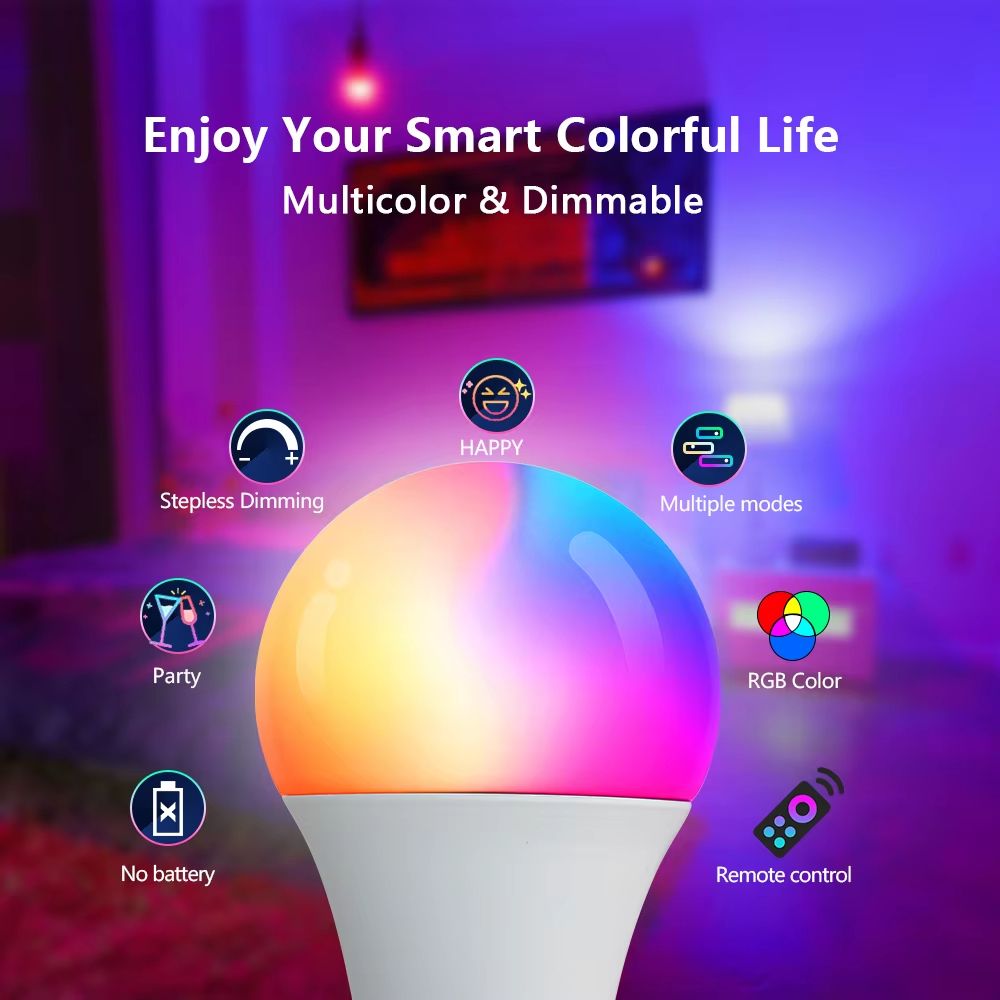 16-Color RGB LED Multicolor Bulb with E27 Base and 24-Key Remote Control