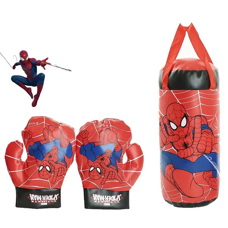 Spider-Man Kids Boxing Gloves Set with Punching Sandbag Suit for Outdoor Active Play