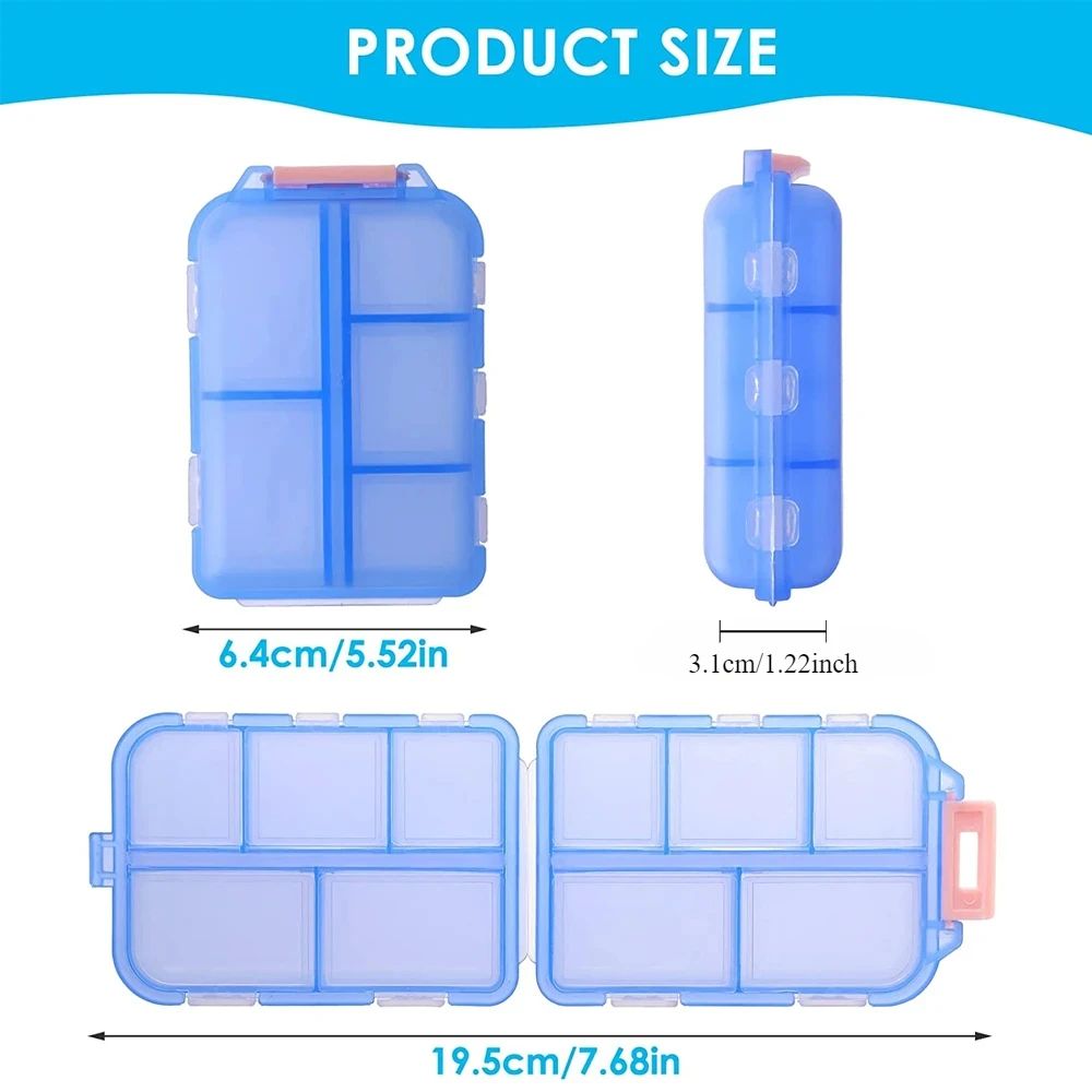 Travel Pill Organizer Box – 10-Grid Portable Weekly Pill Case for Purse & Pocket