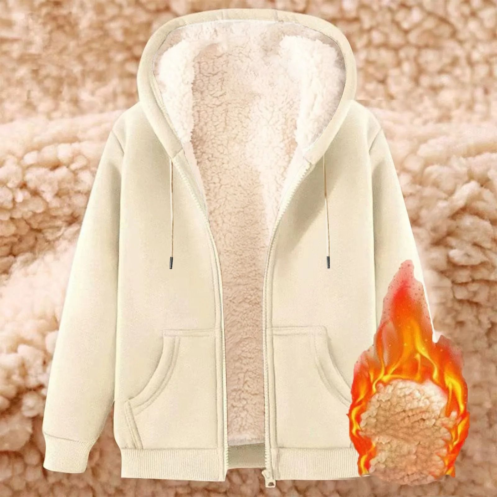 Womens Fleece Lined Zip Up Hoodie with Pockets
