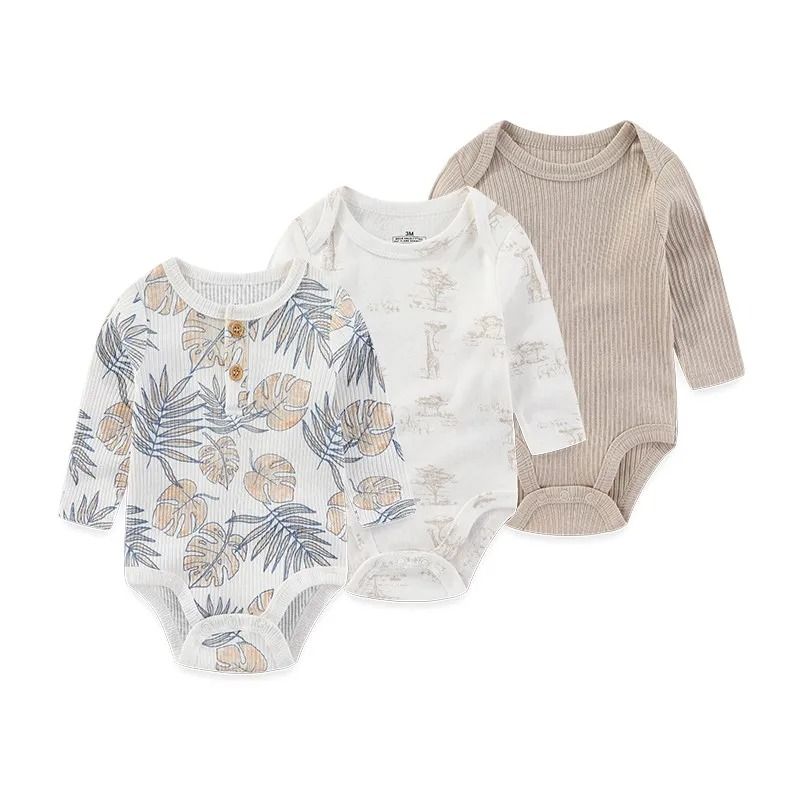 Kiddiezoom 3-Pack Newborn Cartoon Bodysuits | Premium 100% Cotton Long Sleeve Soft Infant Onesies