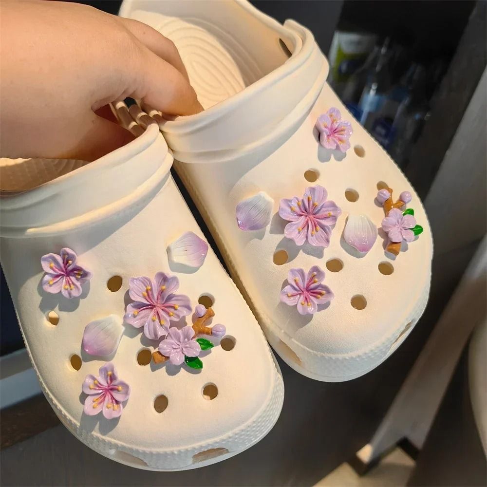 Purple Flower Shoe Charms Cute Clog Decoration Accessories