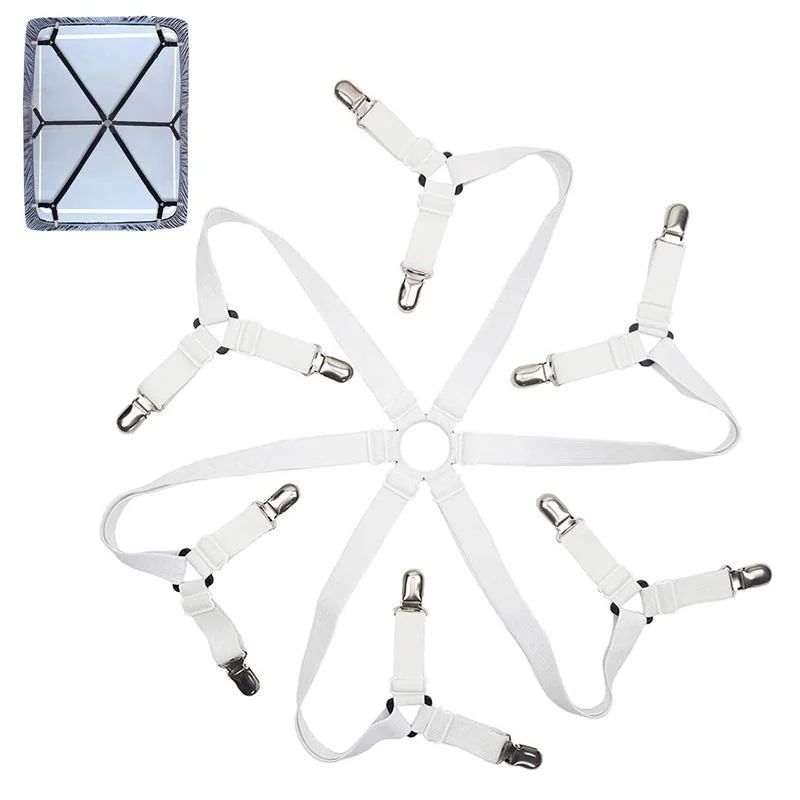 StayPut Adjustable Bed Sheet Holder Straps with 12 Clips – Non-Slip Mattress Sheet Clips & Elastic Grippers