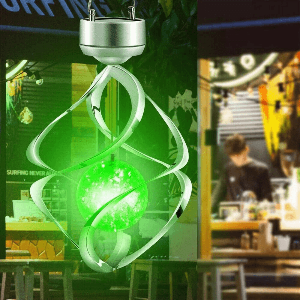 Solar Powered Wind Chimes LED Spiral Spinner Lamp, Colour Changing Hanging Light for Outdoor Decor