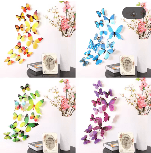 3D Butterfly Wall Stickers Set – Self-Adhesive Living Room & Home Decor (12pcs)