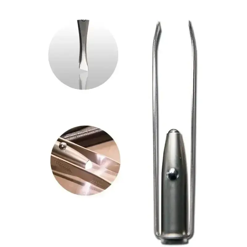 LED Makeup Tool with Stainless Steel Eyelash Eyebrow Tweezer Set Smart Design Portable LED Light Hair Removal