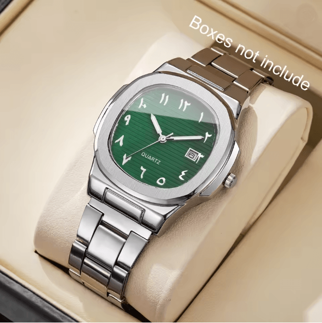 Luxury Square Dial Mens Quartz Watch Stainless Steel Business Style