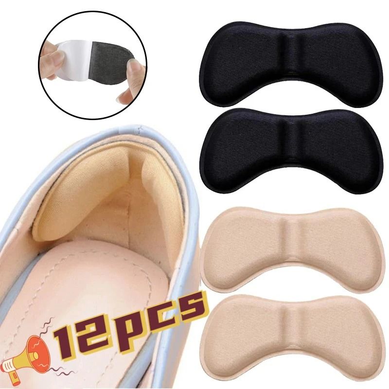 Heel Protector Insoles Adhesive Cushion Pads Anti-Wear Shoe Insert for Pain Relief and Foot Comfort 12 Piece Set