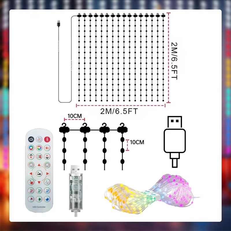 Smart LED Curtain Lights with App Control Music Sync Waterproof DIY Display Lights