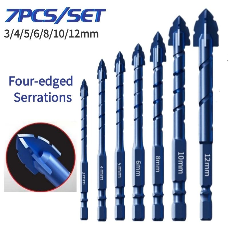 Four Edge Serrated Drill Bit Set for Tile Glass Concrete