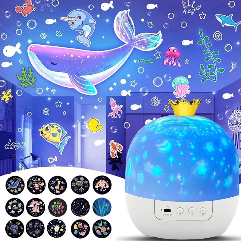 OceanGlow 360° Ocean Night Light Projector for Kids Bedroom