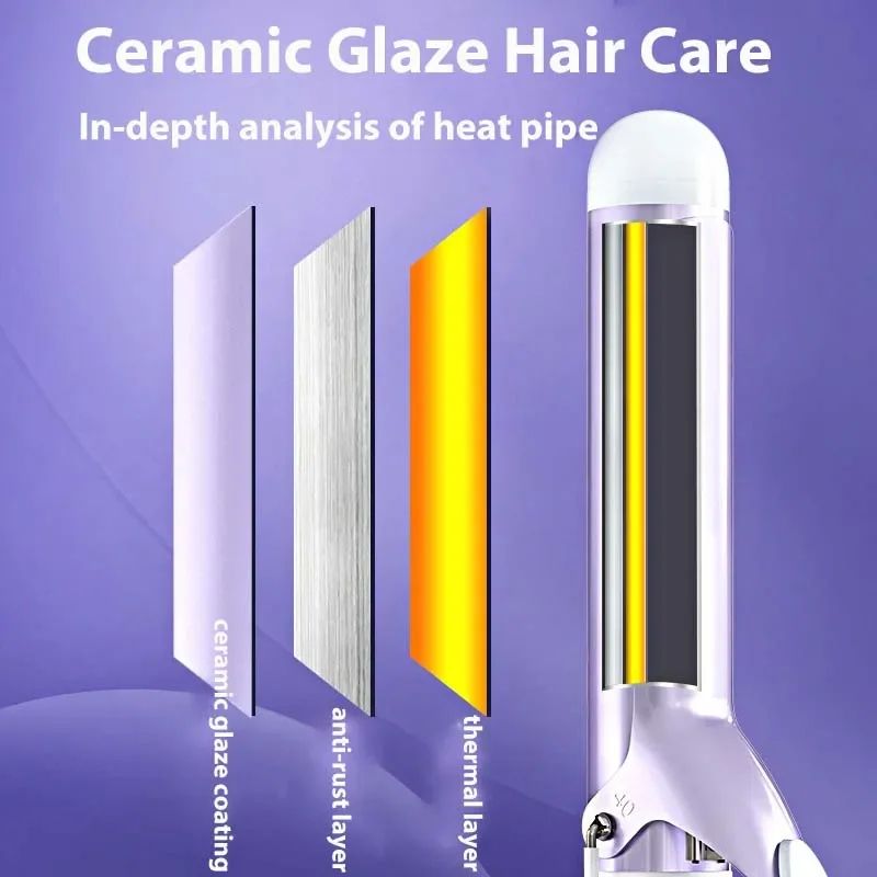 TINSOL 40MM Professional Ceramic J-Shape Rotating Big Wave Curling Iron