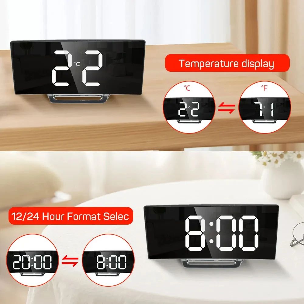 Smart LED Digital Alarm Clock with Temperature Display and Nightlight