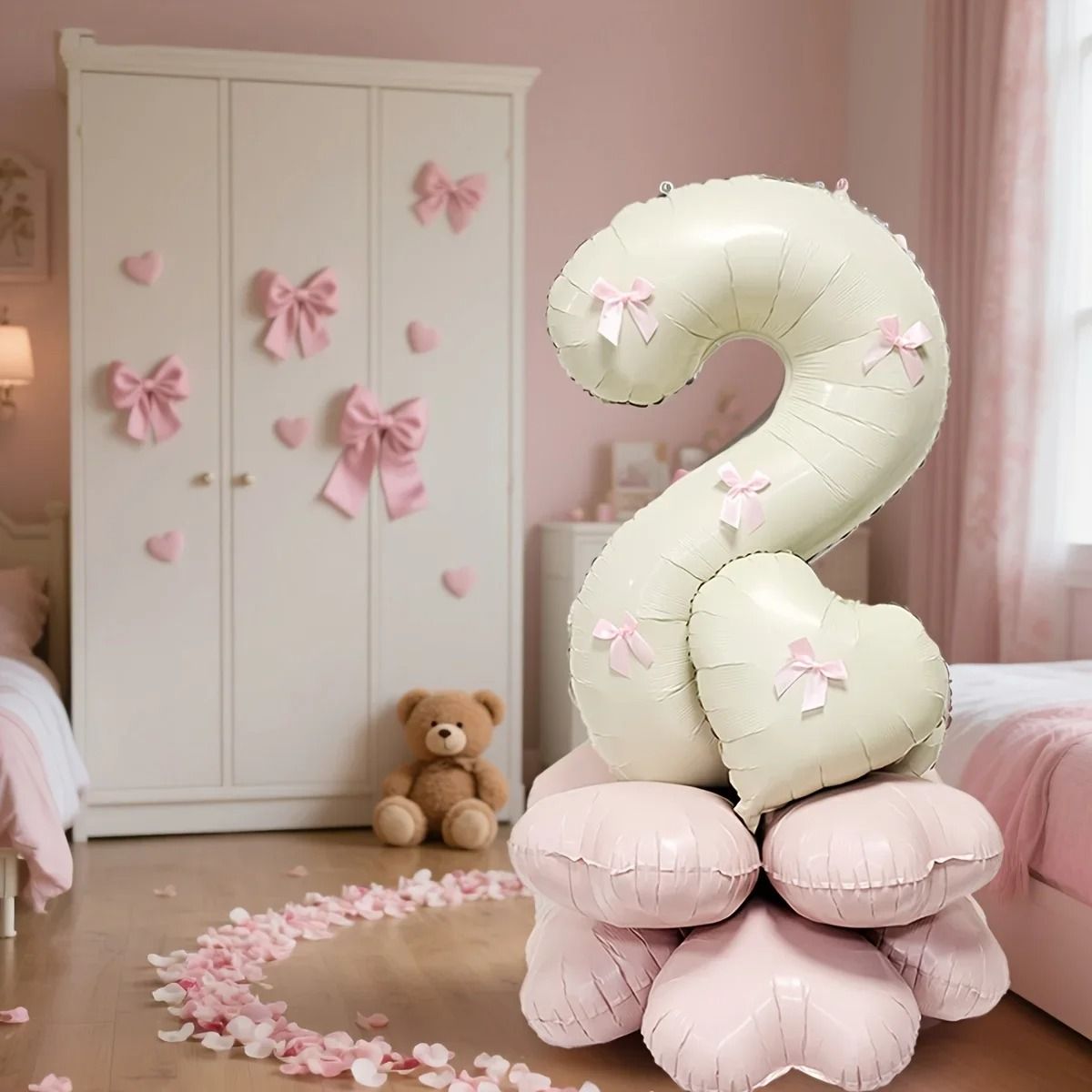 Cream White Number Balloon Set – Elegant 40-Inch Milestone Decor
