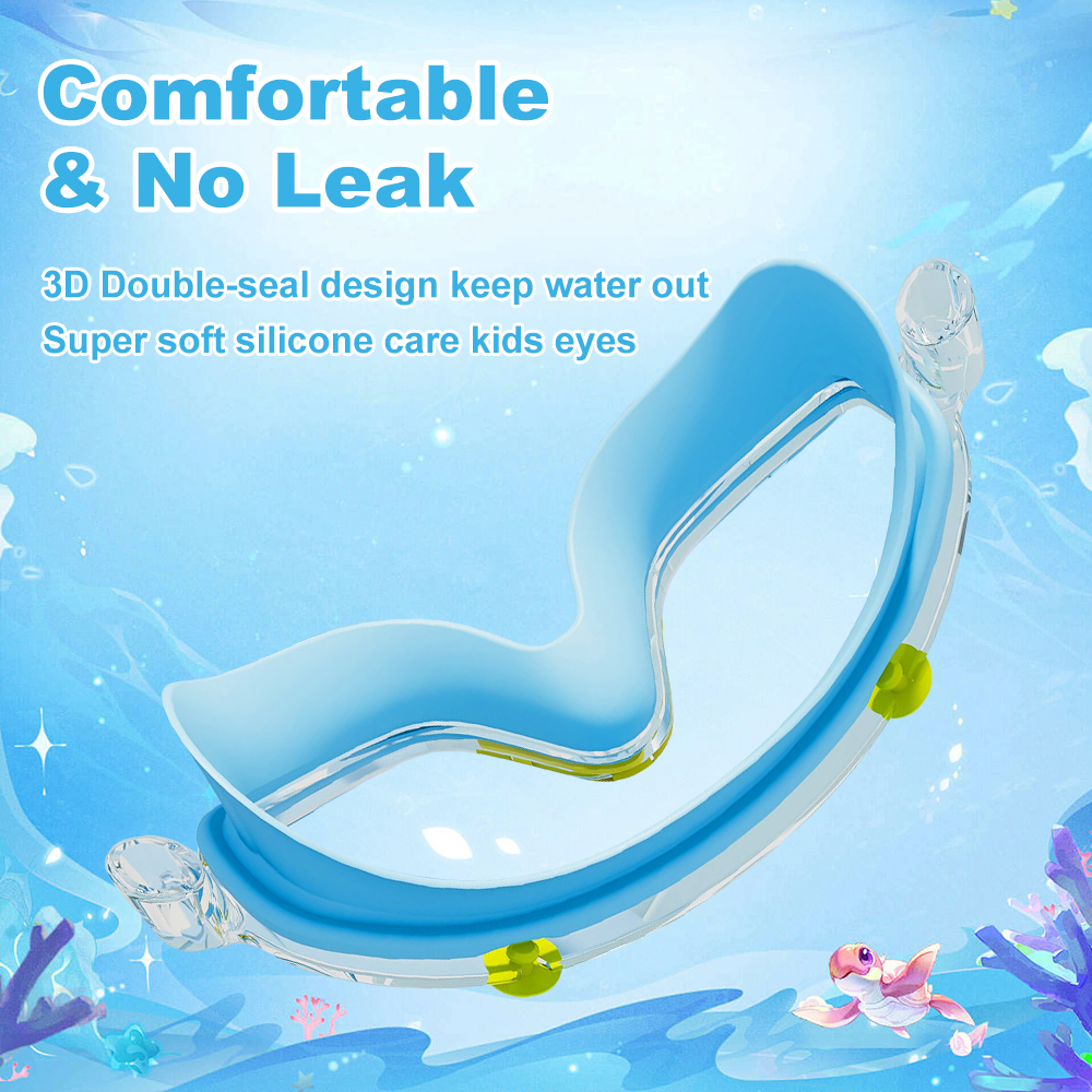 Kids Anti Fog Swim Goggles with Earplugs Wide View No Leak Silicone Mask