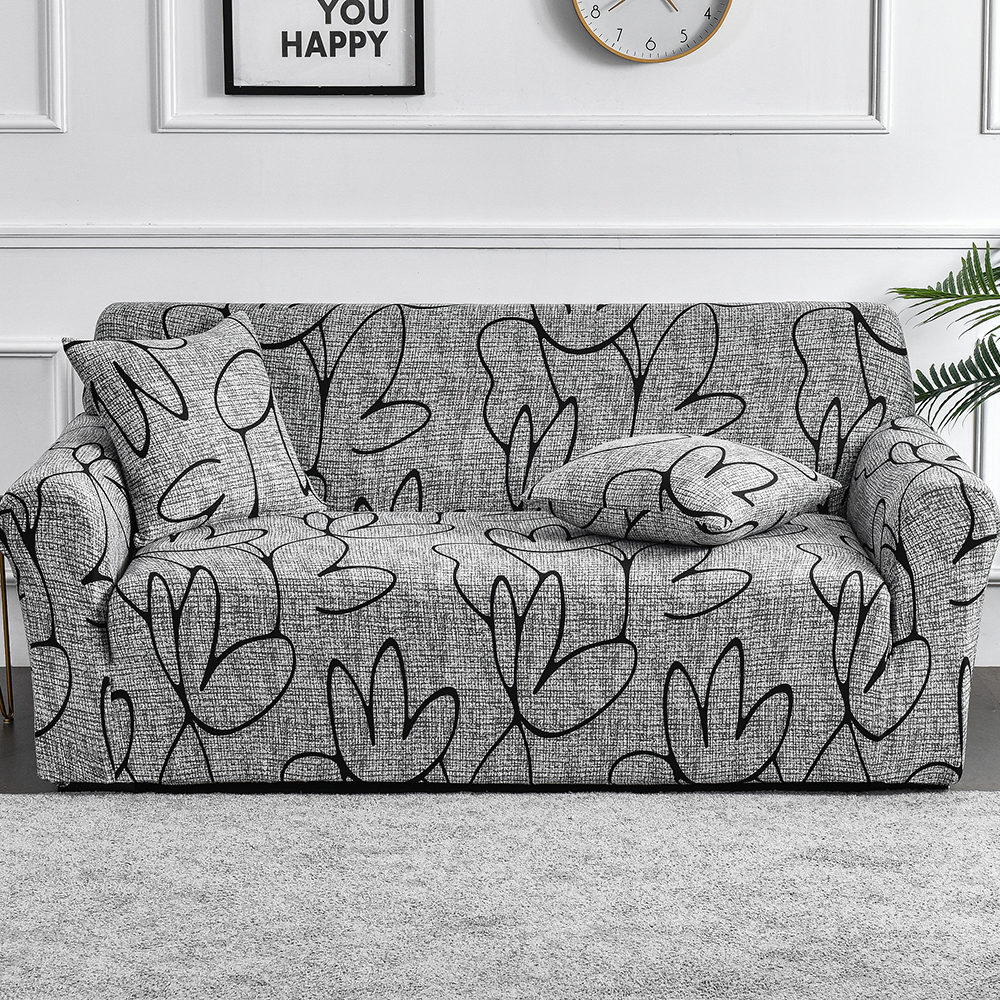 Flower Printed Elastic Sofa Cover, Antidirty Spandex Sofa Cover, Furniture Protector for Living Room and Bedroom Decor