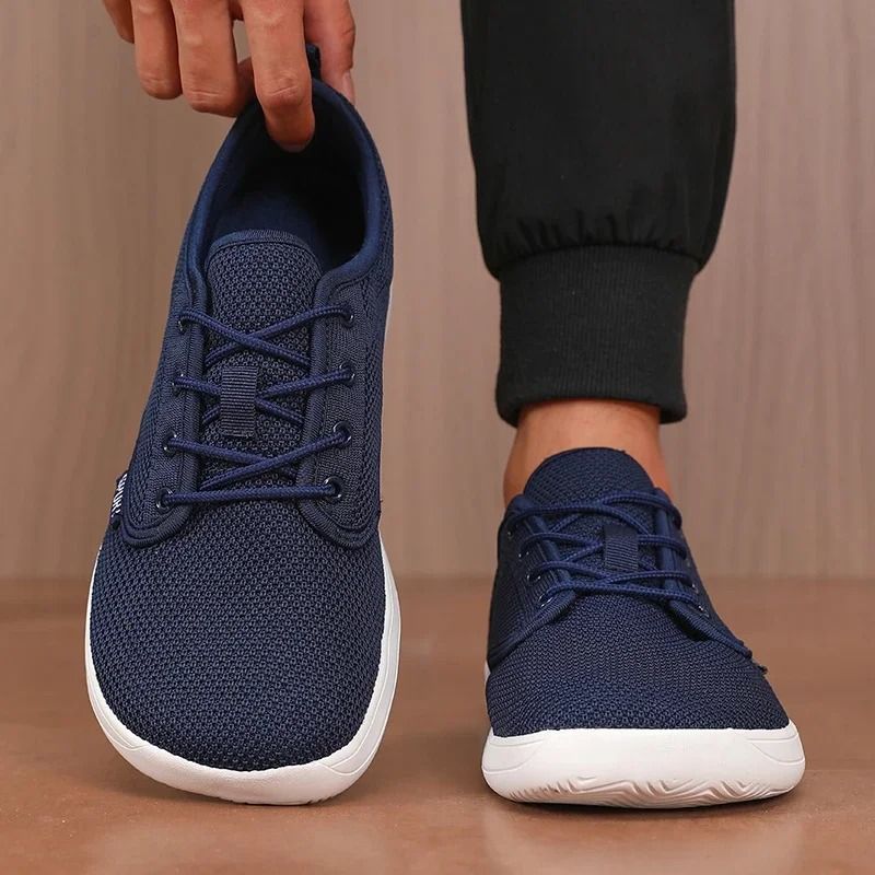 Wide Toe Men Shoes Breathable Knitted Mesh Soft Sole Casual Walking Shoes