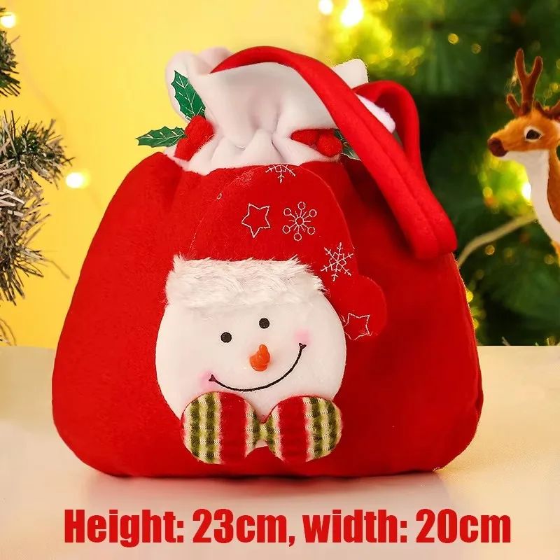 Christmas Drawstring Gift Bags with Handle Set