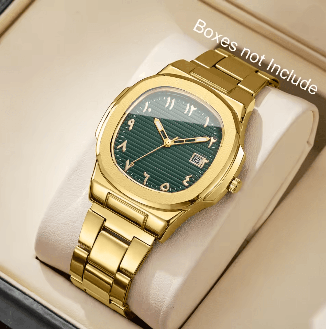 Luxury Square Dial Mens Quartz Watch Stainless Steel Business Style