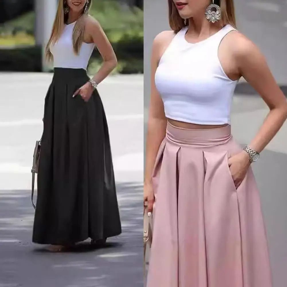 Elegant High Waist Utility Maxi Skirt
