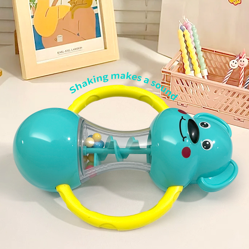 Cute Blue Puppy Design Hand-Cranked Bell Shaking Toy, Durable ABS Material, Ideal Christmas & Halloween Gift