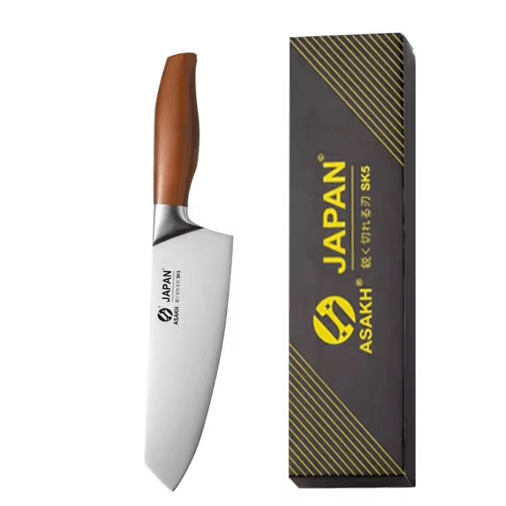 Professional Japanese Kitchen Knives Set with Chef, Santoku, Fillet, and Cleaver