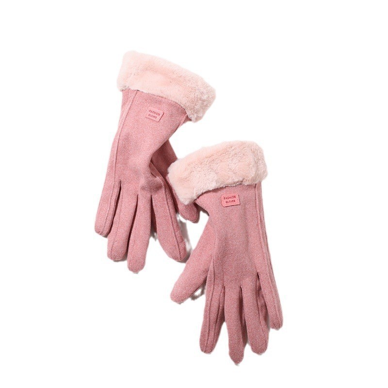 Women Winter Suede Touchscreen Gloves, Plush & Warm Driving & Cycling Mittens