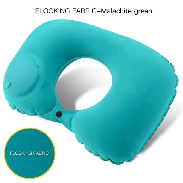 Inflatable U Shaped Travel Neck Pillow Soft Flocking Material