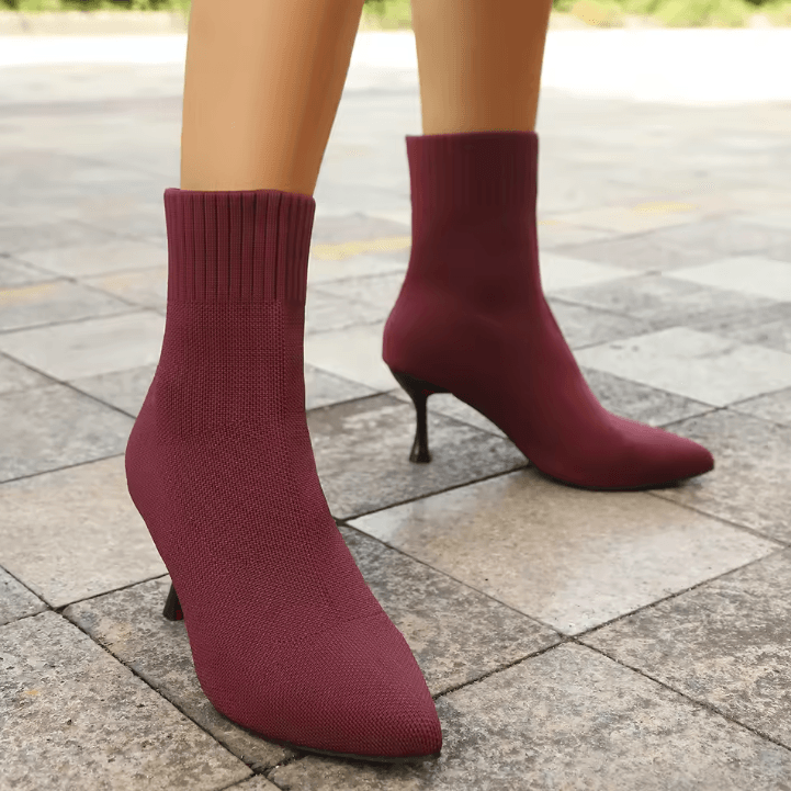 NovaCurve Womens Stretch Fabric Chelsea Boots – Autumn/Winter Sock Boots with Pointed Heel
