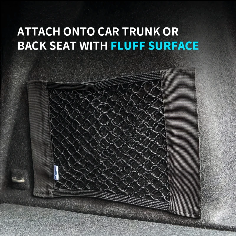 Elastic Car Seat Trunk Net, Rear Storage Box Organizer, Magic Sticker Auto Interior Gadget