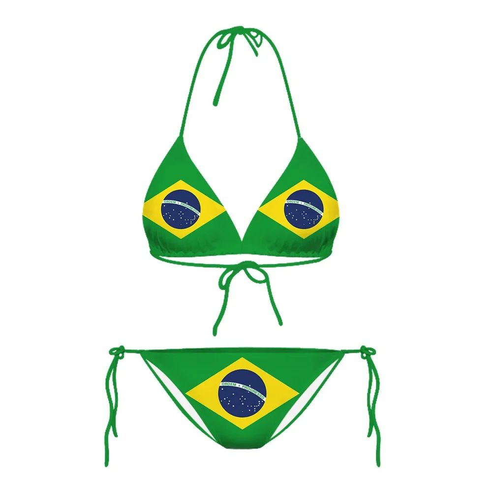 CLOOCL Brazil Flag 3D Print Bikini Set