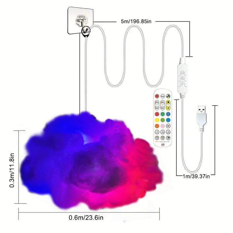39.3 inch 3D Thunder Cloud LED Ambient Light