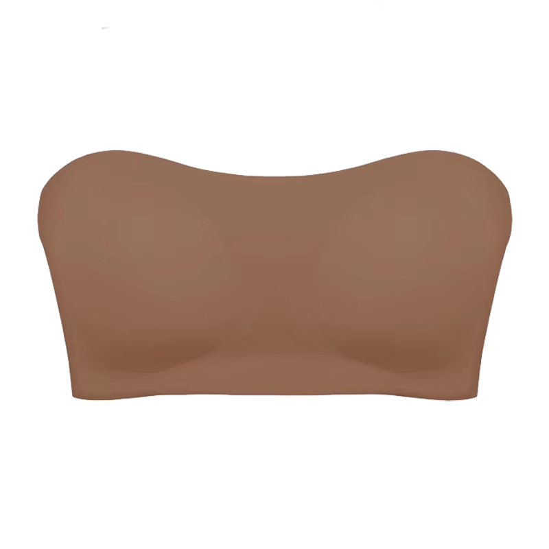 Womens Sexy Strapless Push Up Bra, Removable Paded, Seamless Ice Silk Top, Invisible Beauty Back, Anti-Slip Off-Shoulder