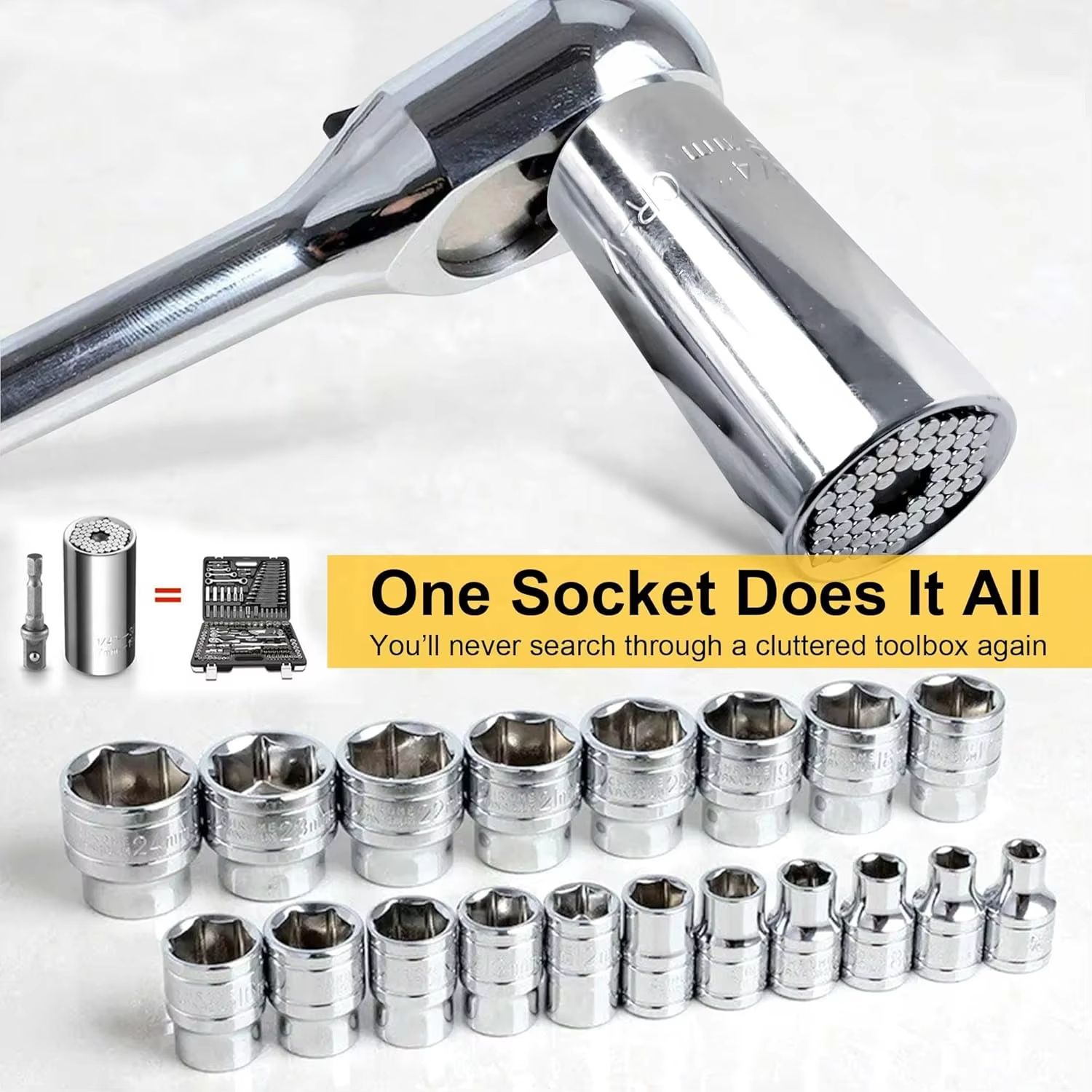 Multifunctional 7–19 mm Magic Socket Extension Rod Set – One Tool, Many Nuts & Bolts