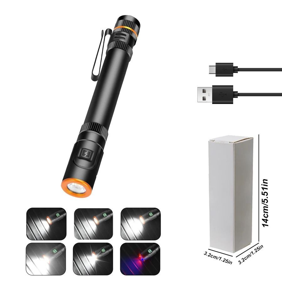 High Power Mini Flashlight with USB Charging Clip and Magnetic Base