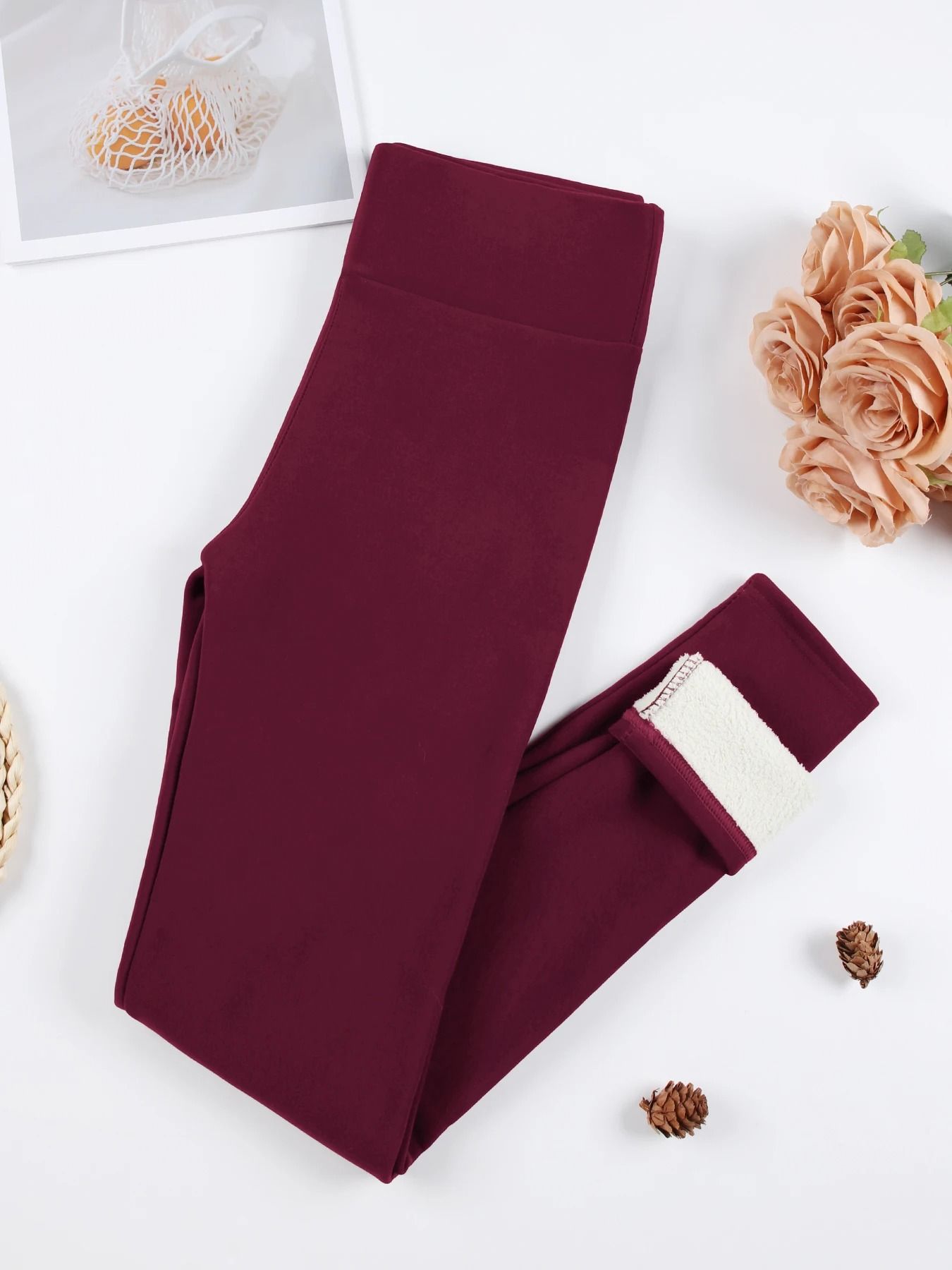 Winter Warm Leather Label Leggings Women High Waist Skinny Stretch Pants