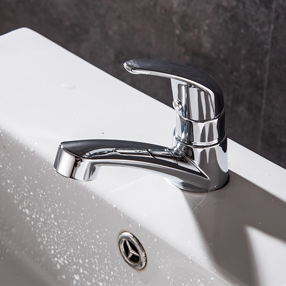 Modern Single Cold Water Faucet Silver Deck Mounted Bathroom Tap with Single Handle